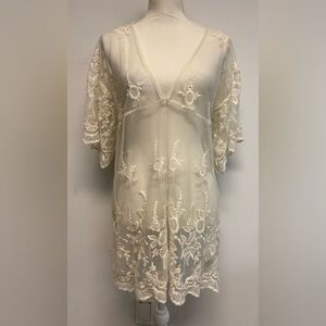 Topshop Sheer Open Tunic Top Size Medium
